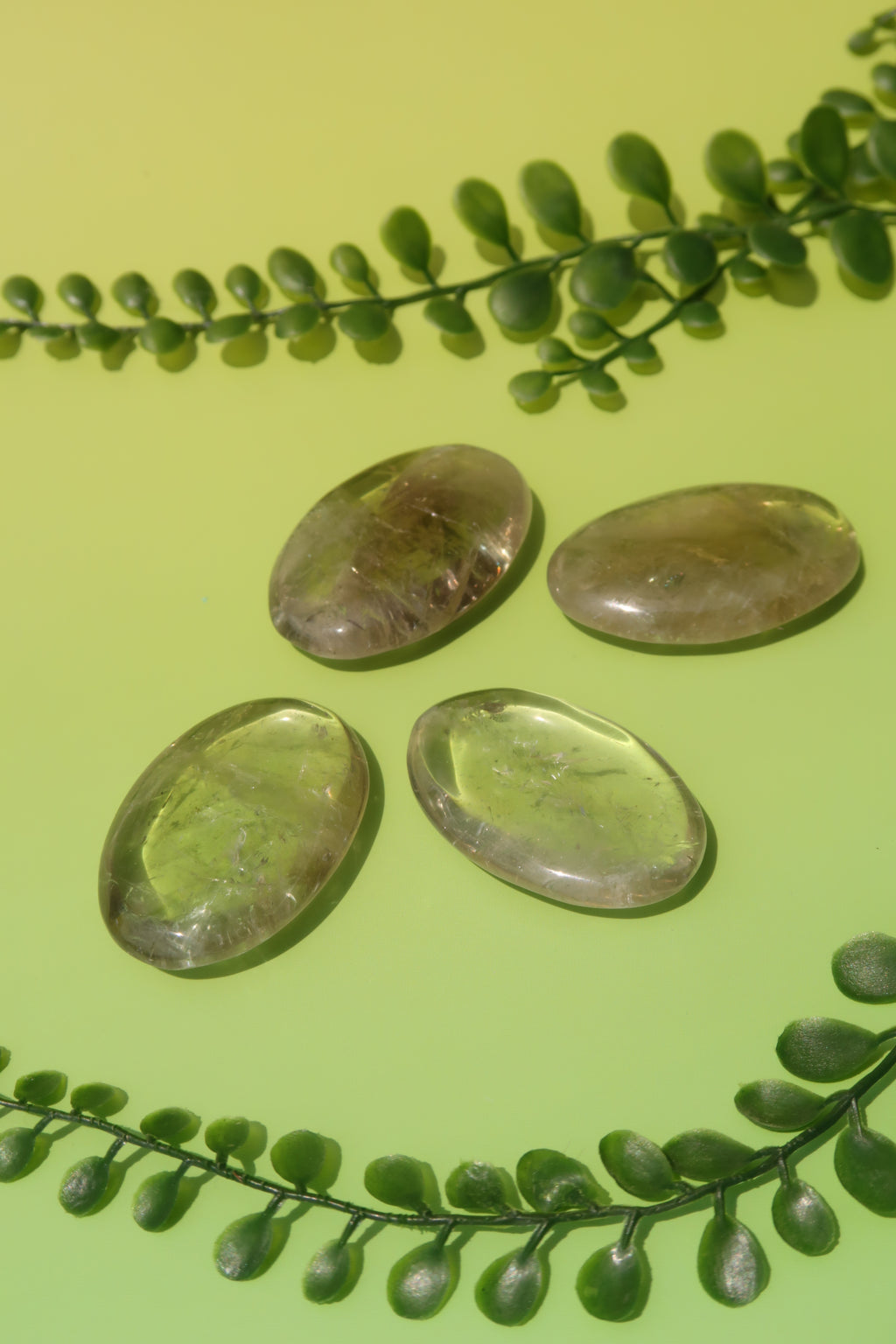 Prasiolite Palm Stones