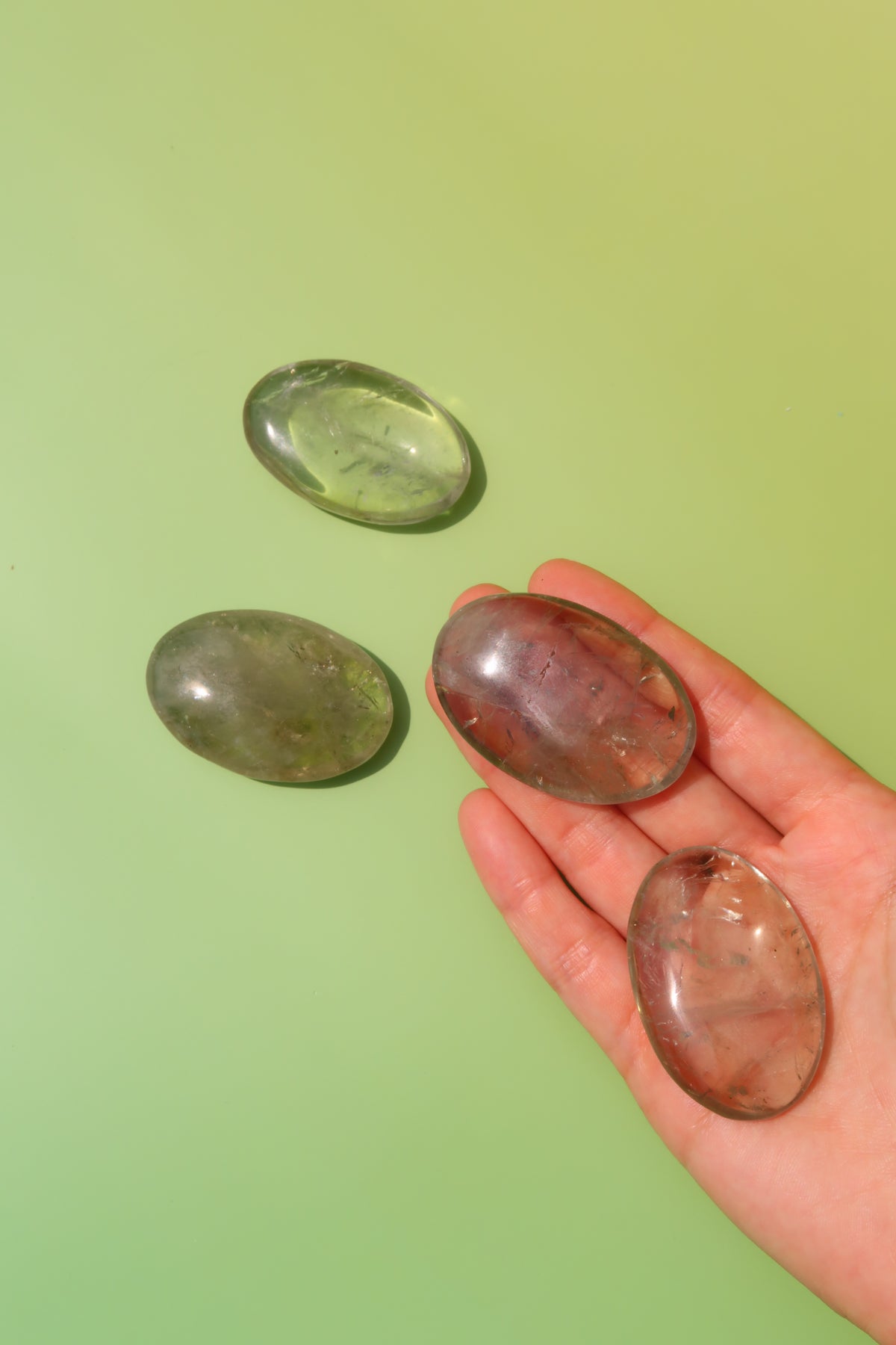 Prasiolite Palm Stones