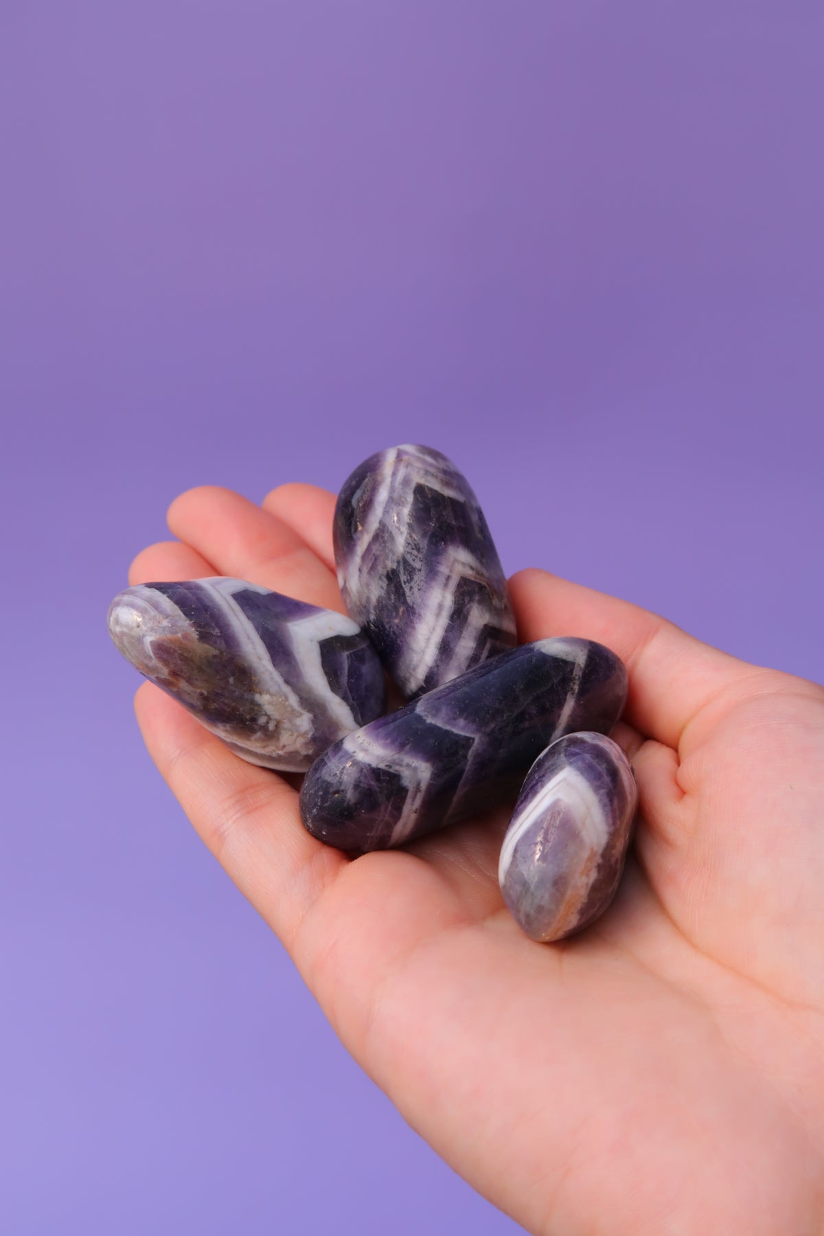 Chevron Amethyst Tumbles