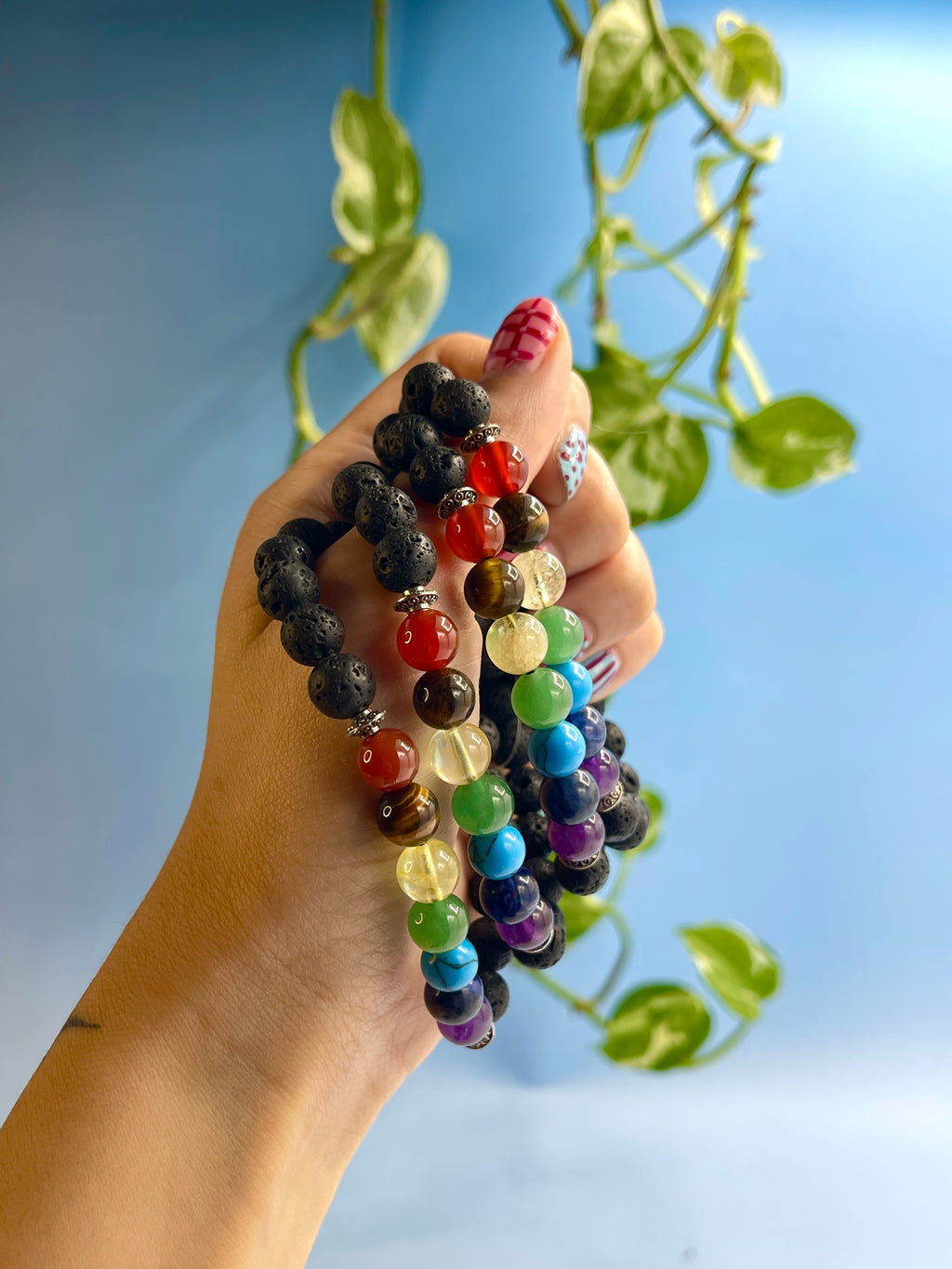 Lava Stone Chakra Bracelet