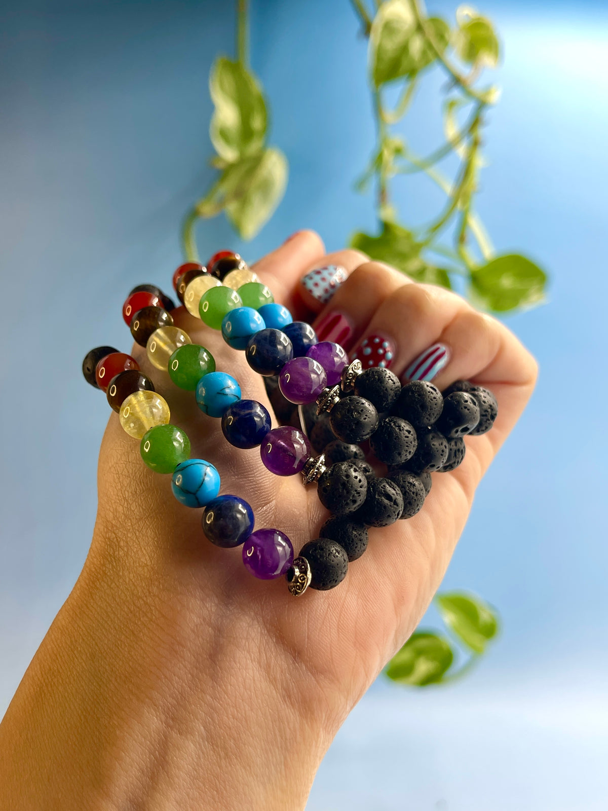 Lava Stone Chakra Bracelet