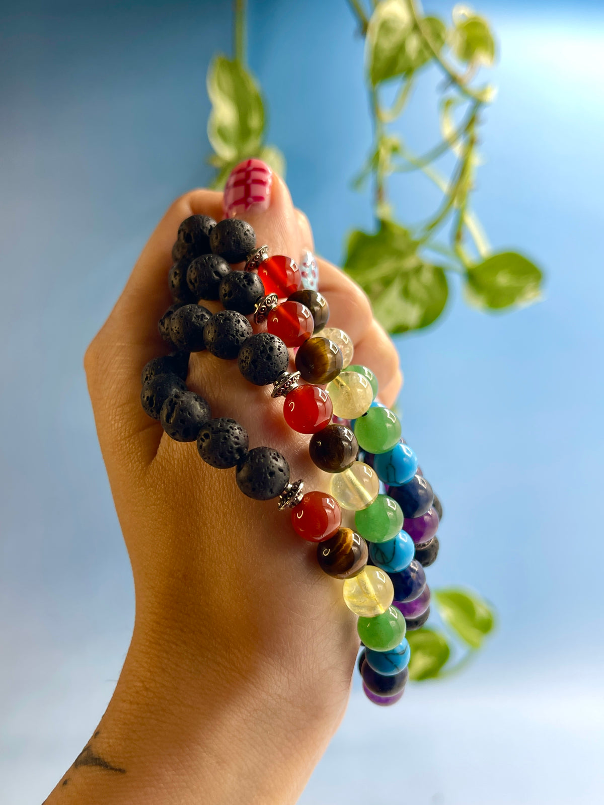 Lava Stone Chakra Bracelet
