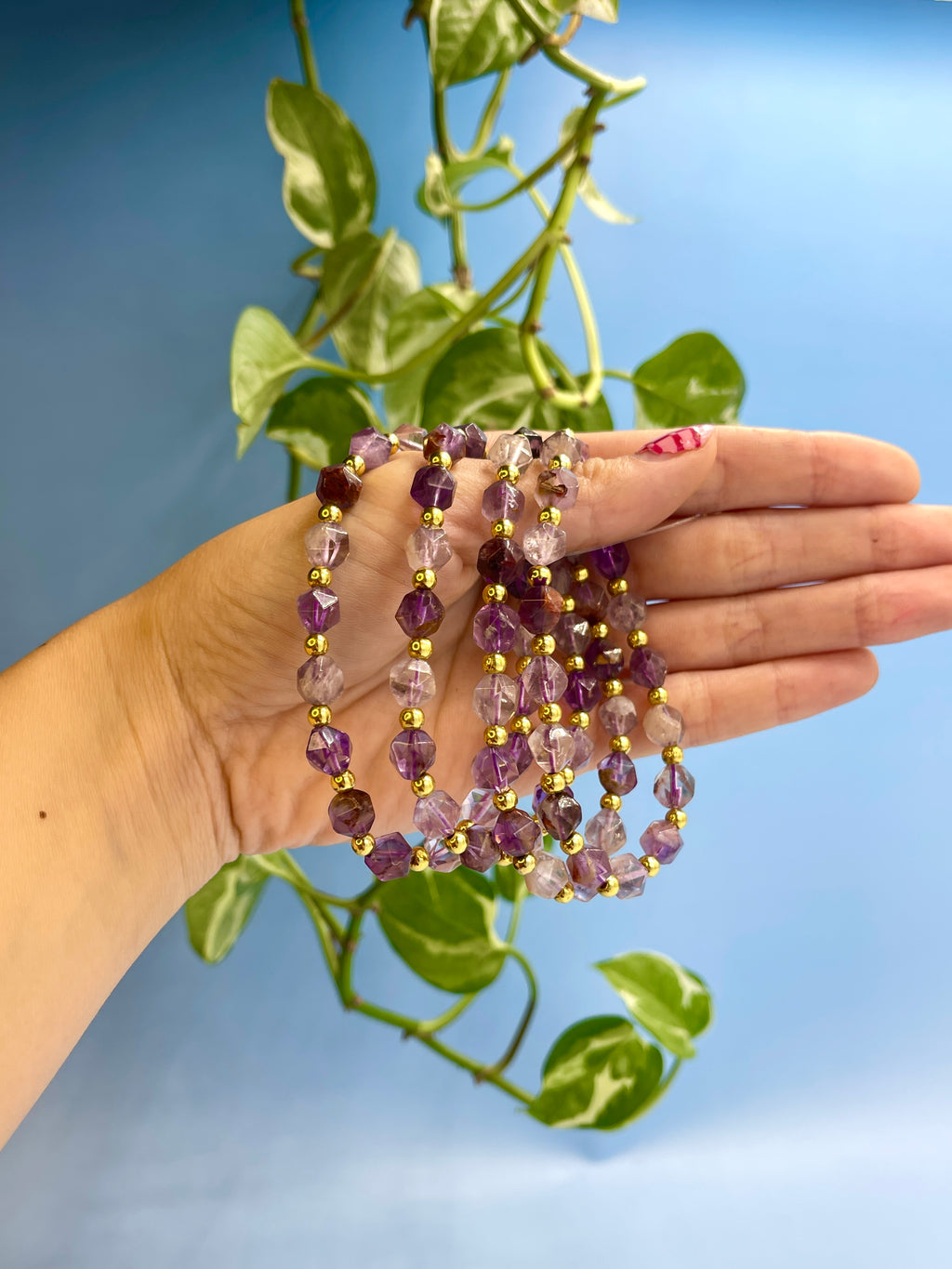 Super 7 & Gold Plated Bead Bracelet