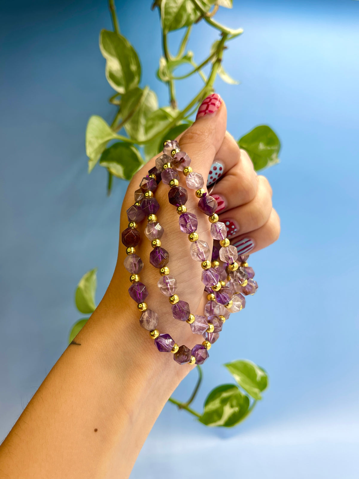 Super 7 & Gold Plated Bead Bracelet