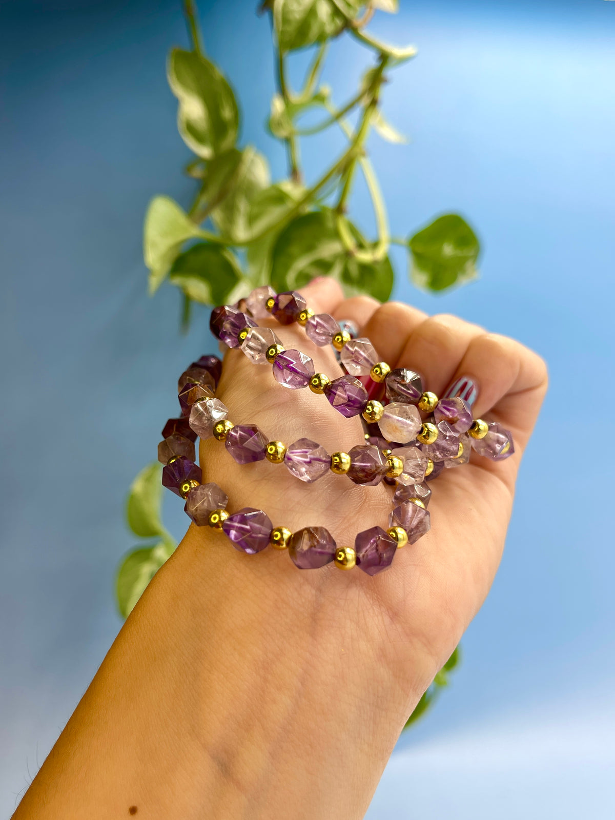 Super 7 & Gold Plated Bead Bracelet