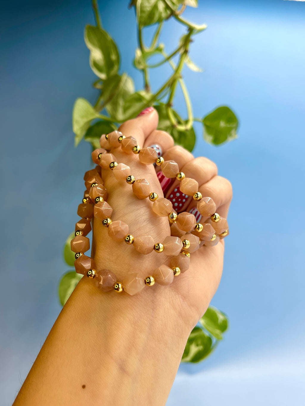 Sunstone & Gold Plated Bead Bracelet