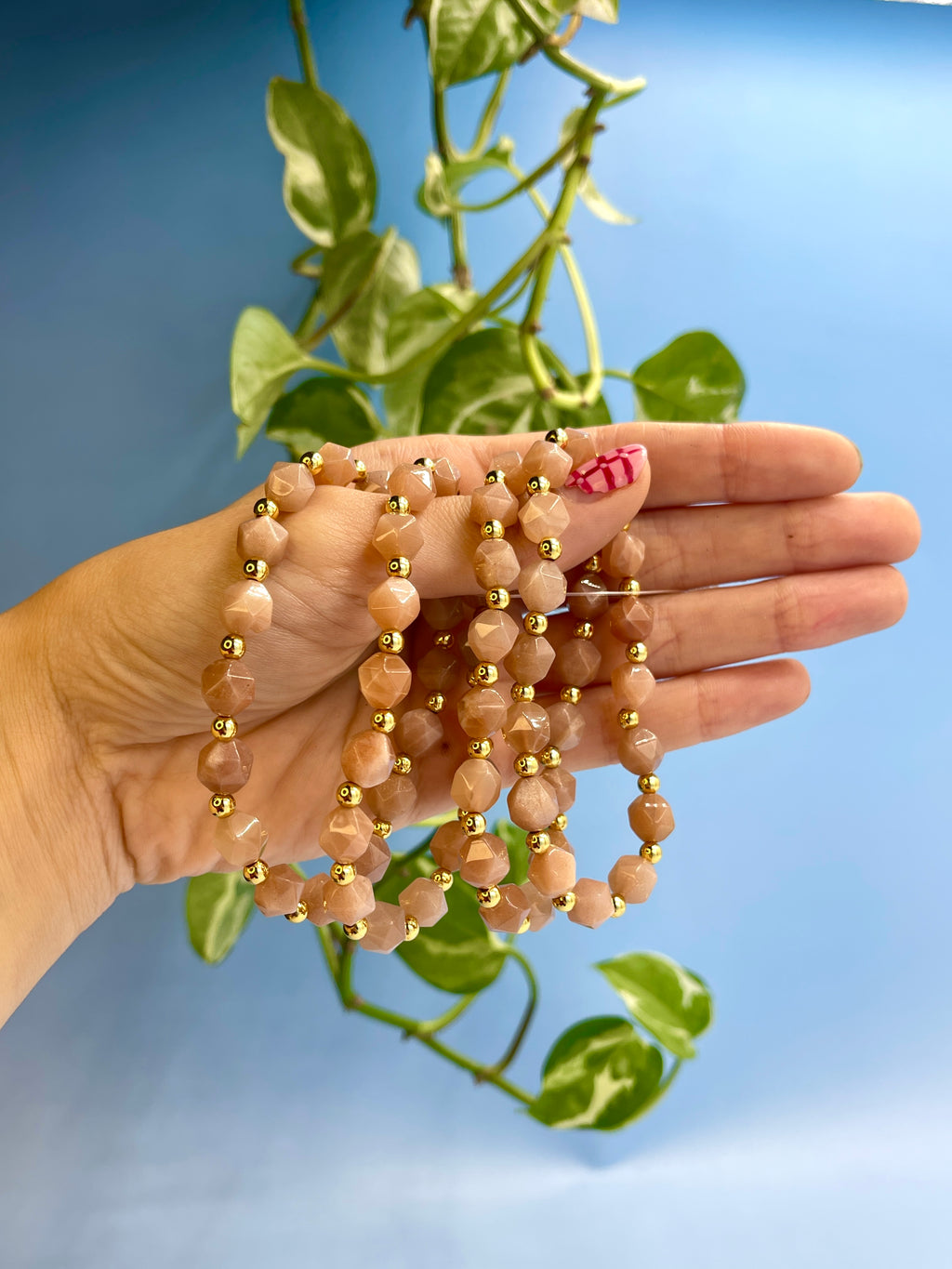 Sunstone & Gold Plated Bead Bracelet
