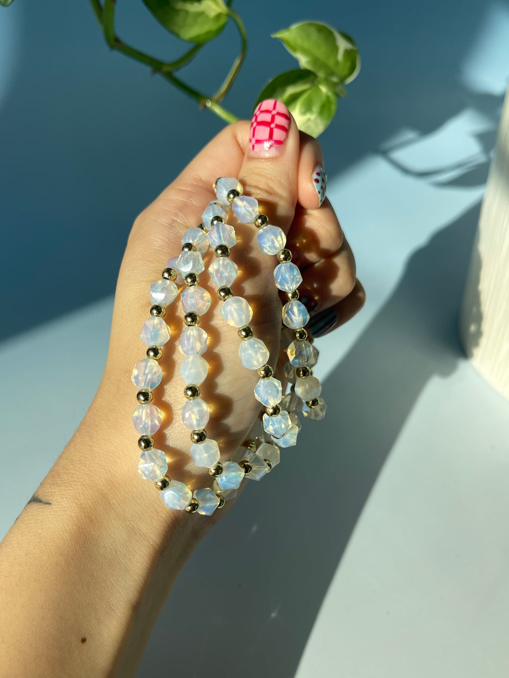Opalite & Gold Plated Bead Bracelet