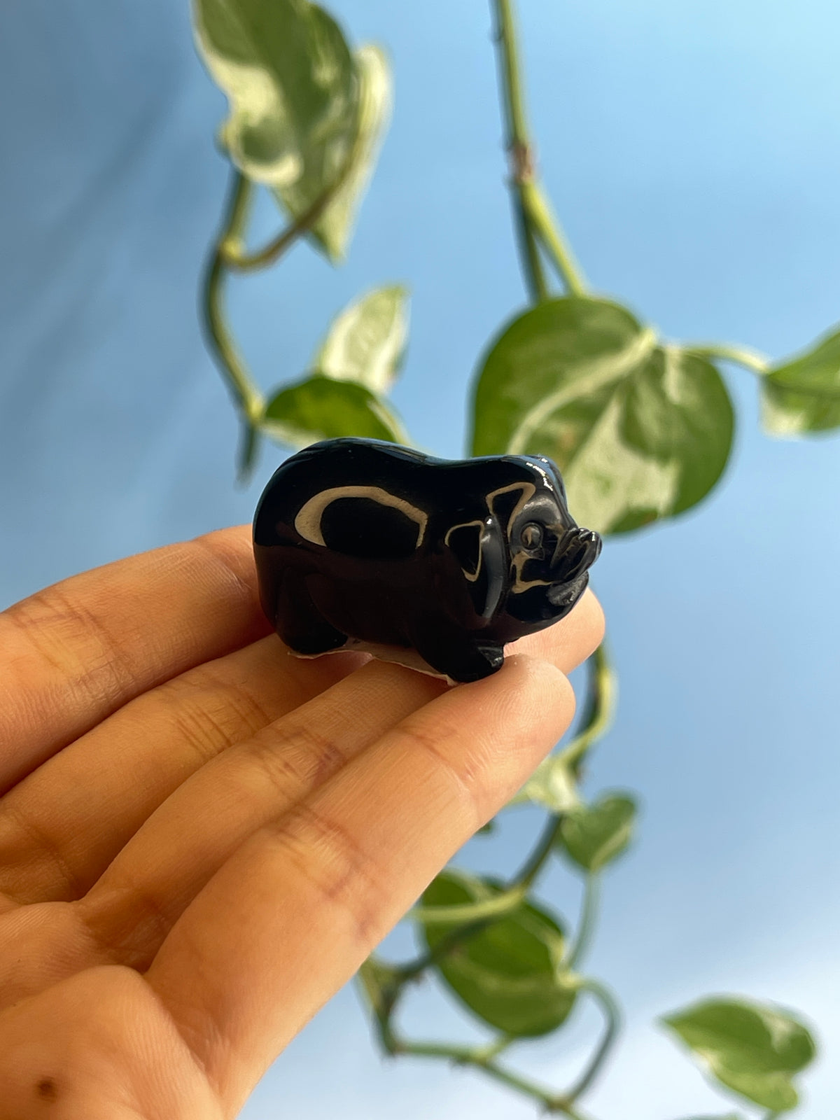 Carved Obsidian Piglet