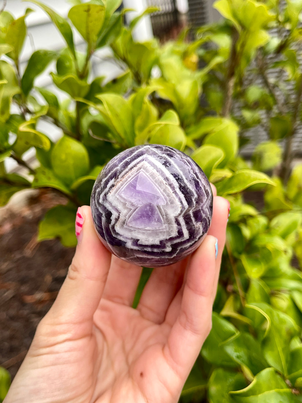 Chevron Amethyst Sphere