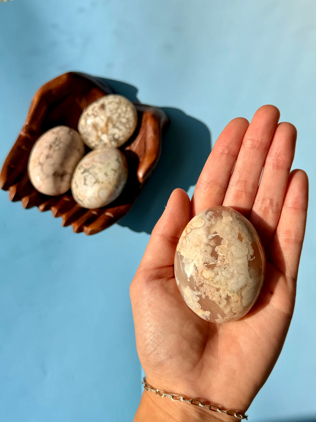 Flower Blossom Agate Palm Stones