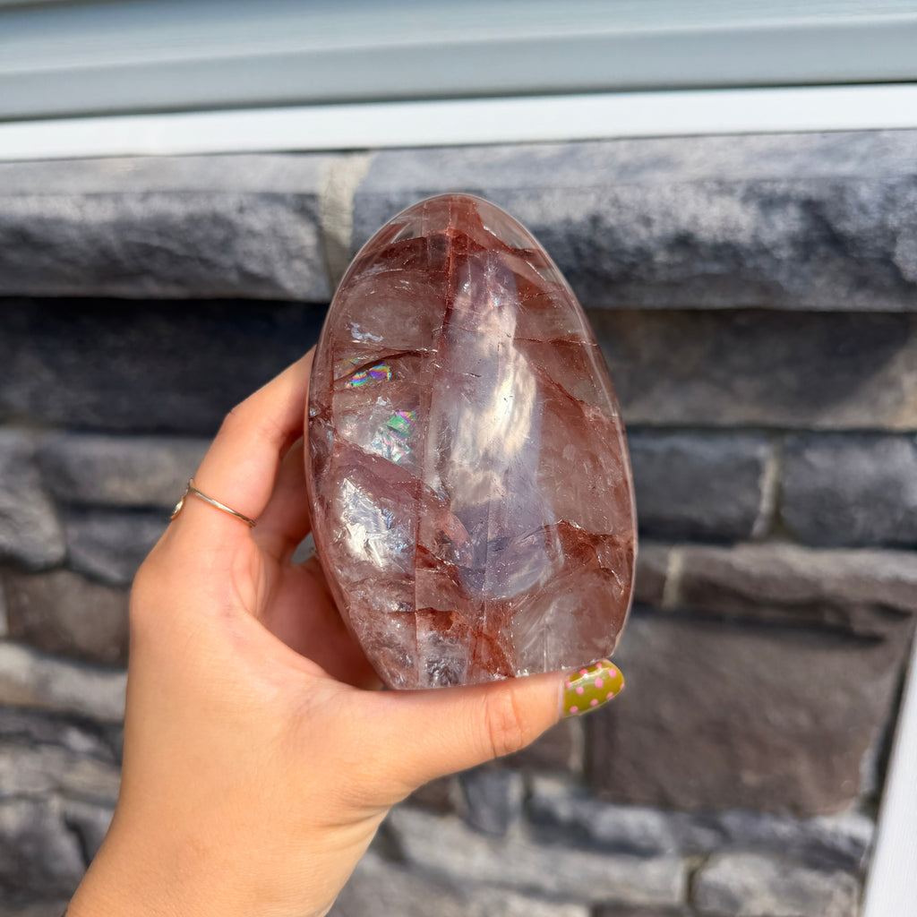 High Quality Hematoid Quartz with Rainbows Freeform