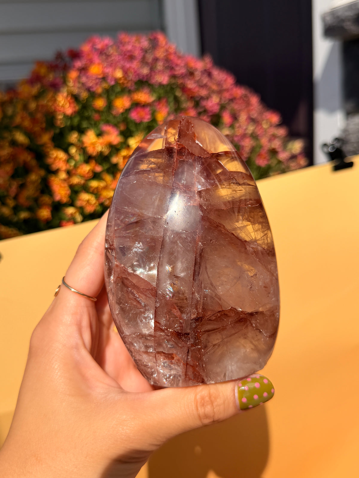 High Quality Hematoid Quartz with Rainbows Freeform