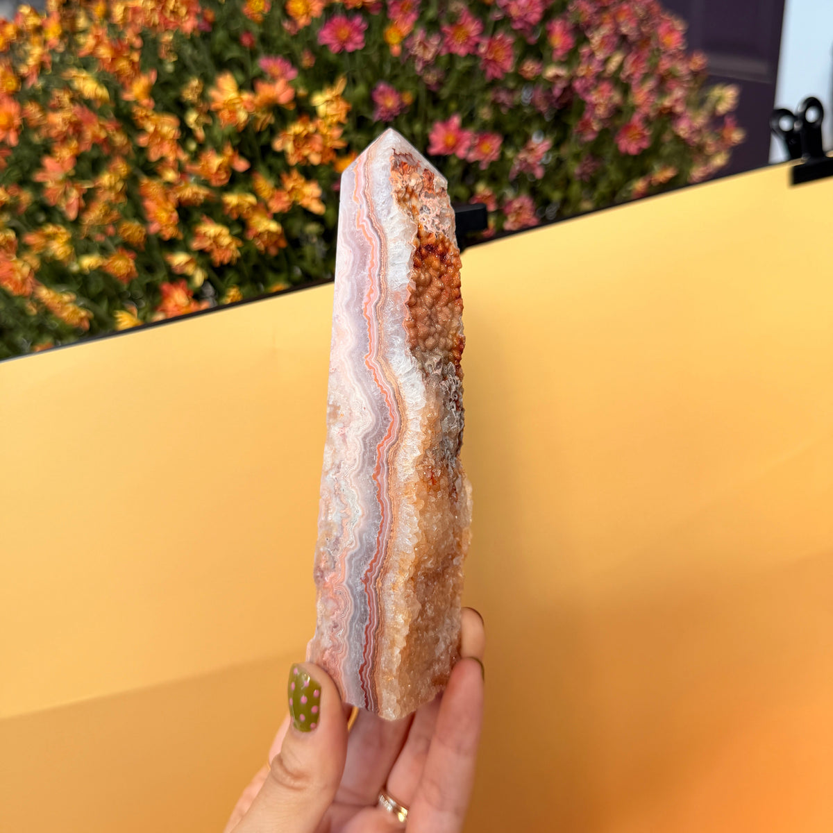 Indonesian Druzy Crazy Lace Agate Tower