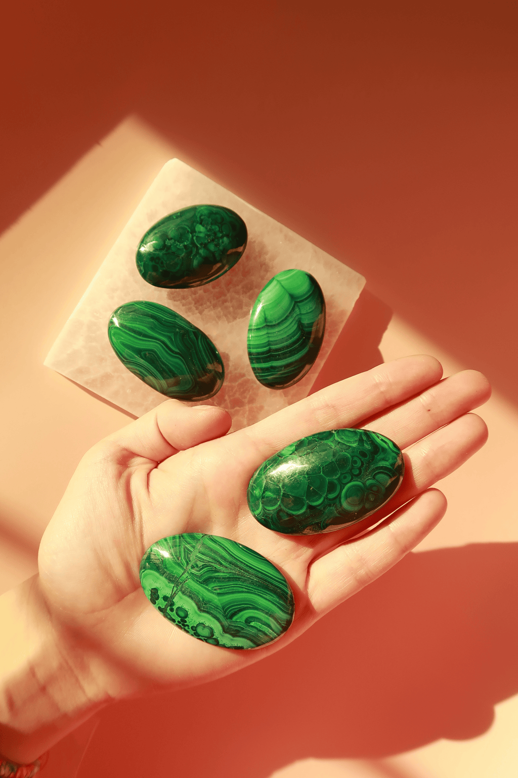Malachite Palm Stones