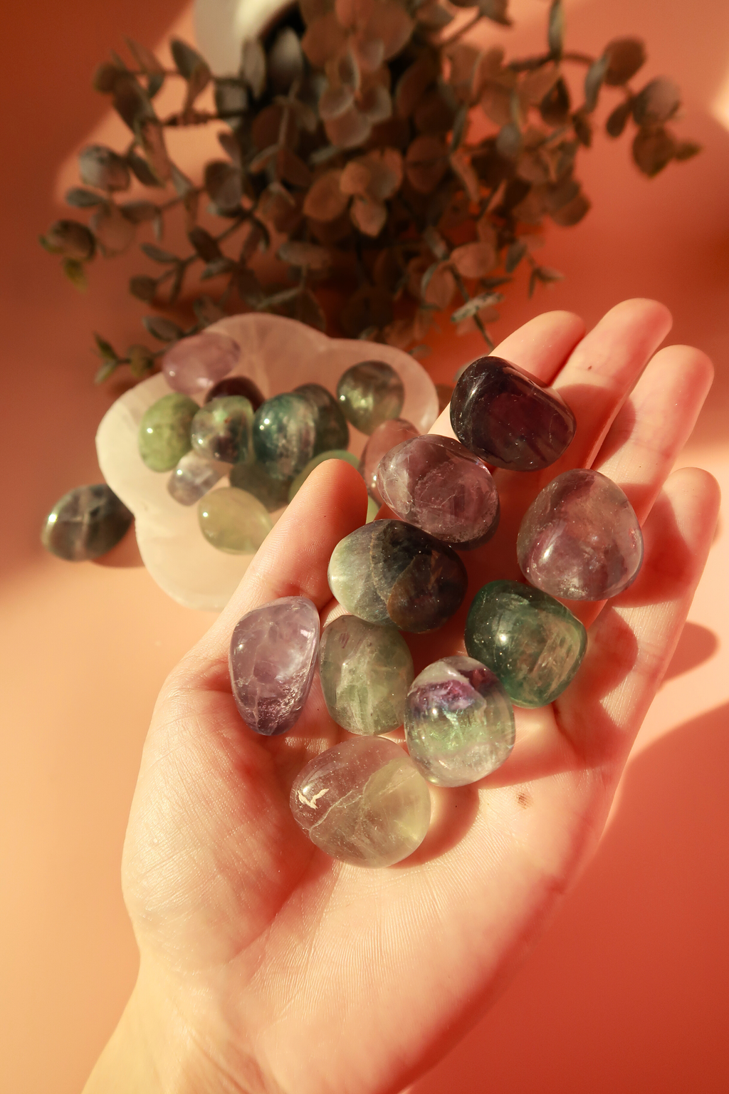 A Grade Rainbow Fluorite Tumbles