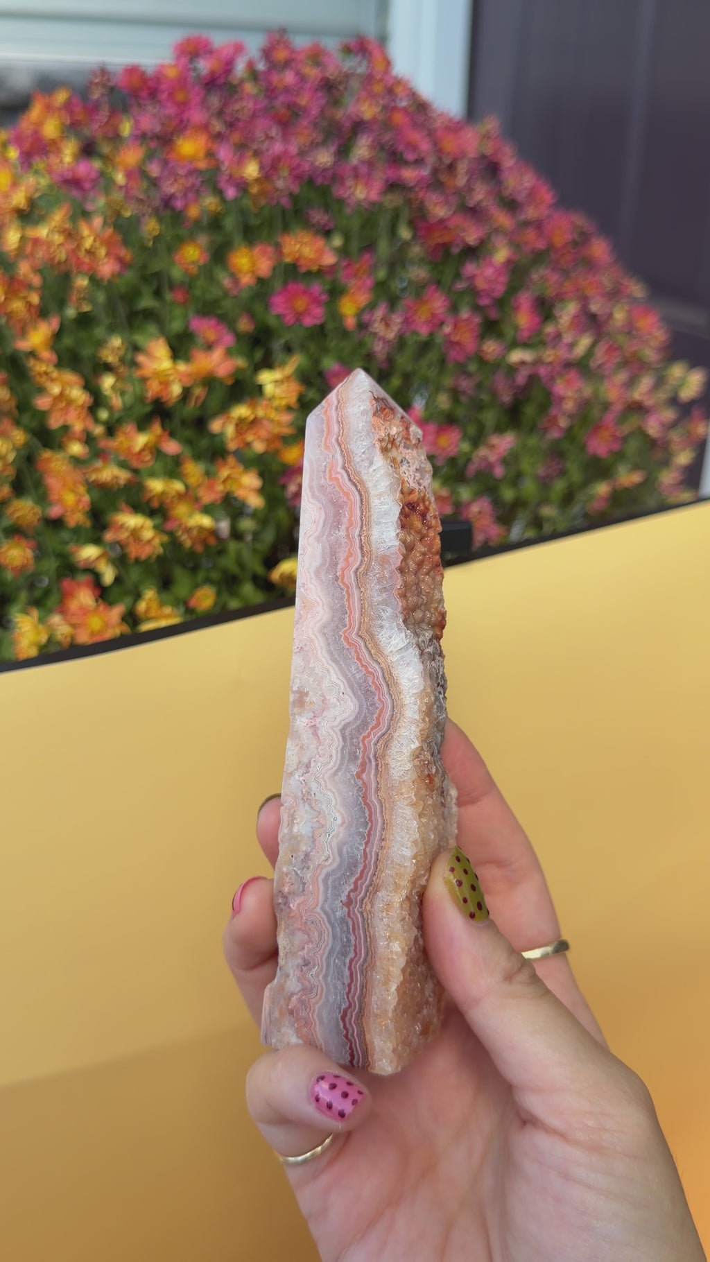 Indonesian Druzy Crazy Lace Agate Tower