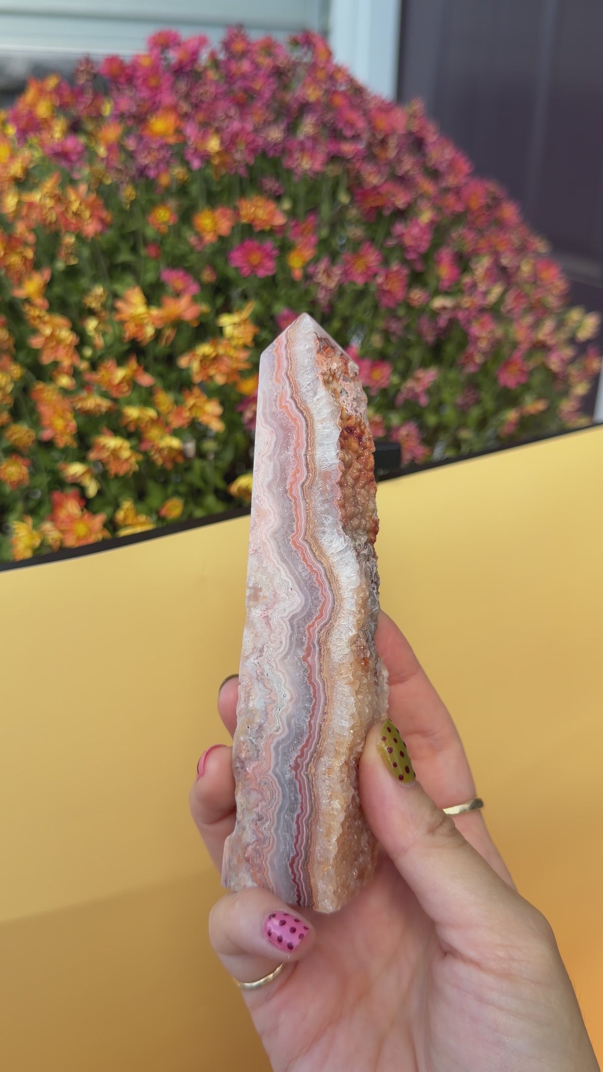 Indonesian Druzy Crazy Lace Agate Tower