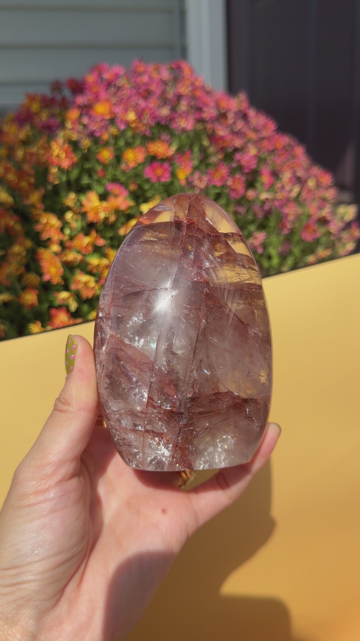 High Quality Hematoid Quartz with Rainbows Freeform